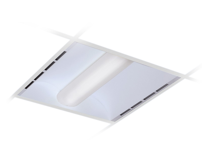 Recessed Fluorescent Direct/Indirect – 2' x 4' with Acrylic Linear Prismatic Lens, Air Return with one 28 watt T5 Lamp